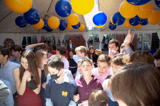 Michigan Themed Ceiling Balloons on Tent Ceiling for Outdoor Bar Mitzvah