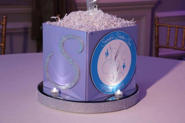 Underwater Themed Cube Centerpiece with Custom Logo & Glittered Initial