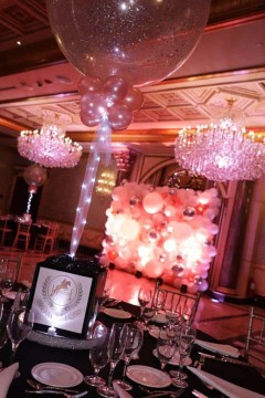 Horse Themed Photo Cube Centerpiece with Silver & Rose Gold Sparkle Balloons at The Venetian, NJ