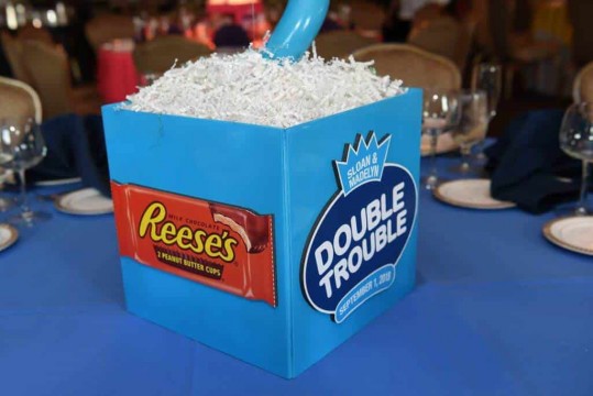 Candy Themed Cube Centerpiece with Custom Logo & Candy Image