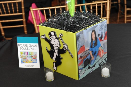 Monopoly Themed Photo Cube Centerpiece with Custom Table Signs
