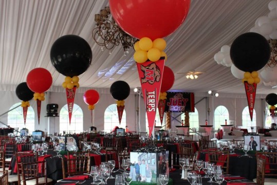 Maryland Themed Graduation with Custom Cube Centerpiece and Floating Team Pennants