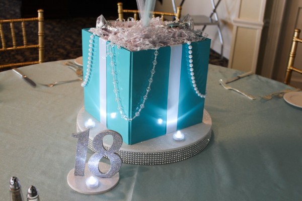 Tiffany Box Cube Centerpiece with Pearls & Jewels