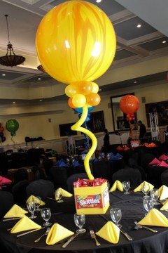 Color Coordinated Candy Themed Centerpiece with Candy Filler