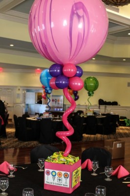 Candy Themed Photo Cube Centerpiece with Marble Balloon