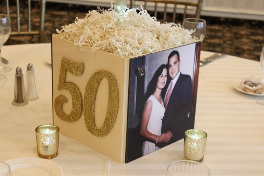 50th Anniversary Photo Cube with Glittered 50 & Photos