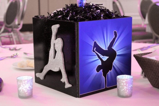 Hip Hop Dance Themed Cube Centerpiece with Dancer Silhouettes