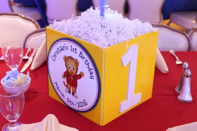 First Birthday Photo Cube with Custom Logo & Glittered Number