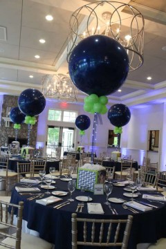 Navy & Lime Bar Mitzvah with Photo Cubes and 36" Balloons