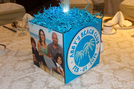 Beach Themed Photo Cube Centerpiece with Logo & Photos