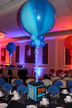 Fire & Ice Themed Bnai Mitzvah with Photo Cubes & Marble Balloons Centerpiece