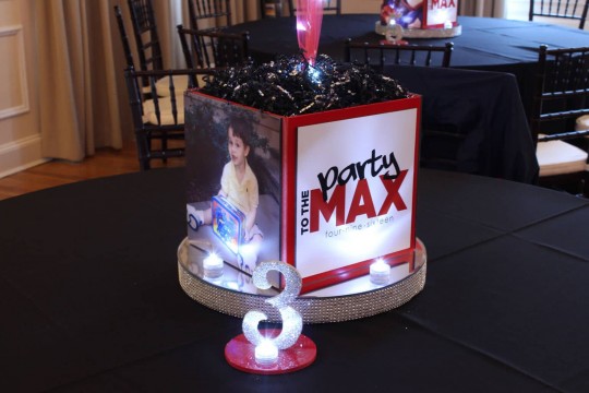 Bar Mitzvah Photo Cube with Photo, Logo & LED Table Number