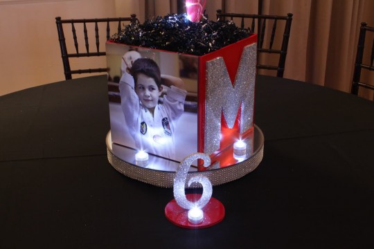 Bar Mitzvah Photo Cube with Photo, Logo & LED Table Number