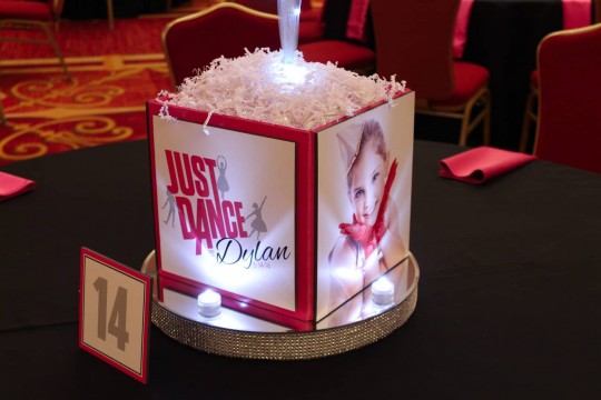 Dance Themed Photo Cube with Custom Logo, Photo & LED Bling Base