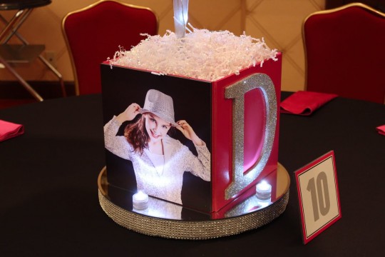 Dance Themed Photo Cube with Glittered Initial, Photo & LED Bling Base