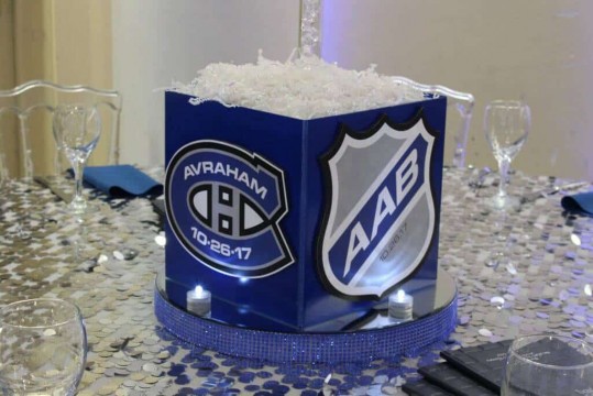 Hockey Themed Photo Cube with Custom Logos