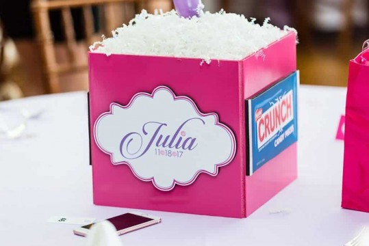 Candy Themed Photo Cube Centerpiece with Cutout Candy Images & Custom Logo