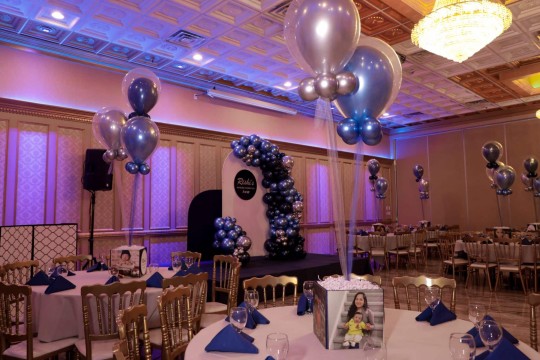 Mundan Ceremony Photo Cube Centerpiece with Balloons in Balloons