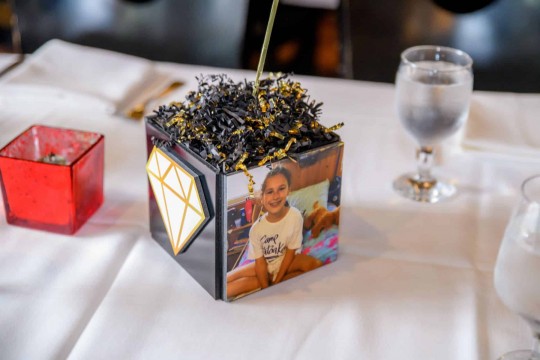 Mini Cube Centerpiece with Photos & Crystal Cutout