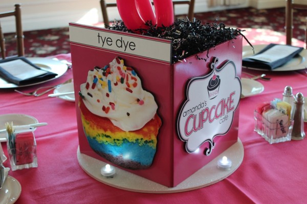Cupcake Themed Photo Cube Centerpiece with Custom Logo & Cupcake Images