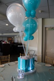 Tiffany Themed Centerpiece with Balloons in Balloons