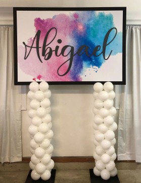 Custom Watercolor Sign with 3D Cutout Name for Home Bat Mitzvah