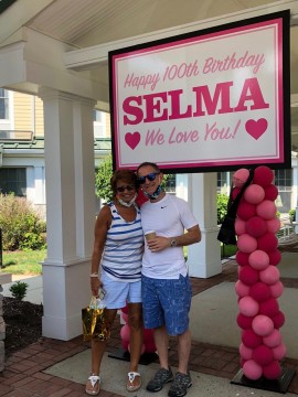 Custom Sign on Balloon Columns for Drive By Birthday Celebration