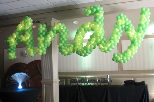Boys Script Name in Balloons Sculpture with Lights