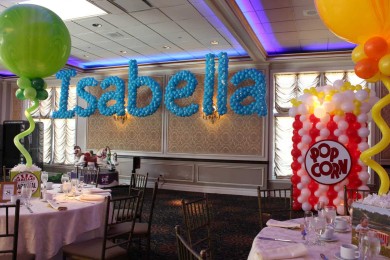Carnival Themed First Birthday with Sculpture Name in Balloons
