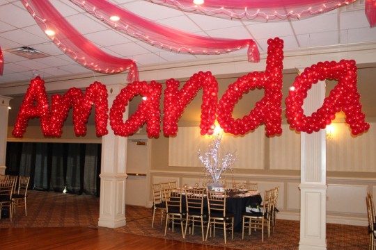 Bat Mitzvah Name in Balloons with Lights