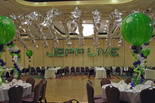 Lime Green Name in Balloons Sculpture with Lights