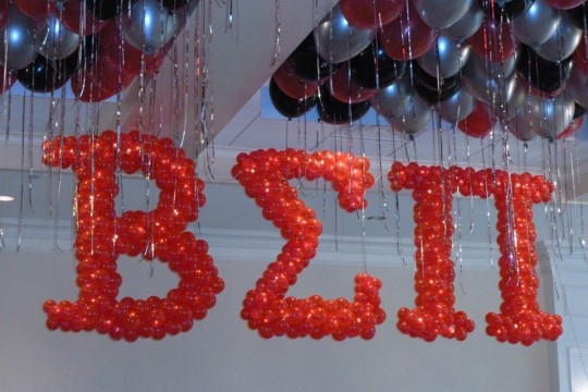 Greek Lettering Name in Balloons Sculpture with Lights