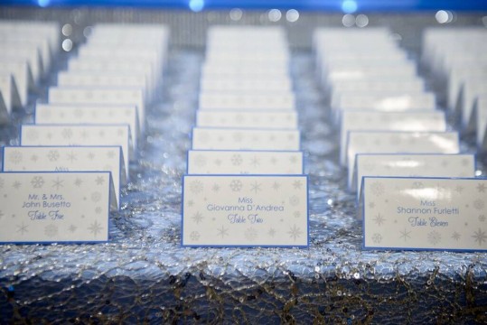Custom Winter Themed Place Cards with Snowflakes