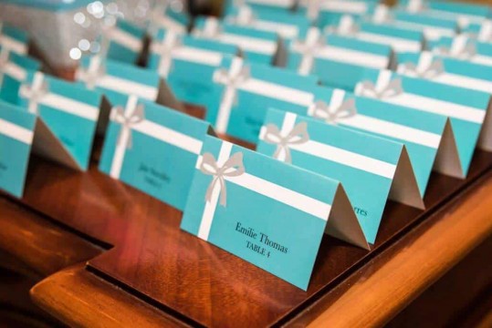 Tiffany & Co. Themed Fold Over Place Cards