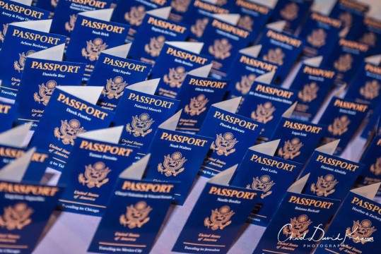 Passport Place Cards for Travel Themed Bar Mitzvah