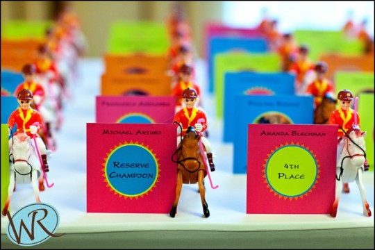 Horse Themed Place Cards with Wind Up Mini Horses