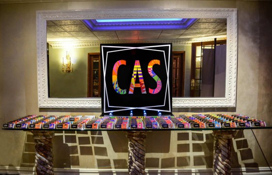 Neon Themed Bar Mitzvah Seating Card Display with Custom Logo