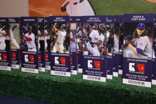 MLB Ticket Place Cards with Custom Logo & Player Photos