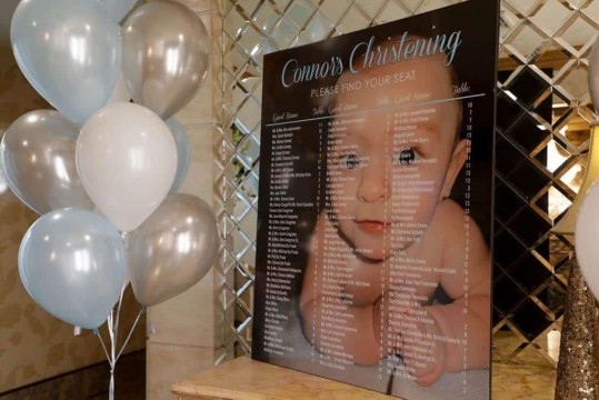 Custom Seating Chart with Photo Background for Christening