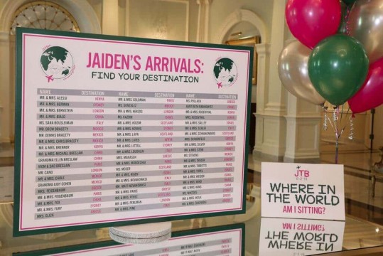 Travel Themed Seating Chart with Arrivals & Departures