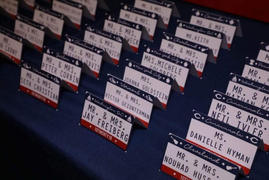 License Plate Place Cards for Road Trip Themed Bar Mitzvah