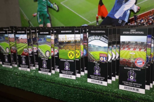 Soccer Ticket Place Cards with Stadium Photos & Team Logos