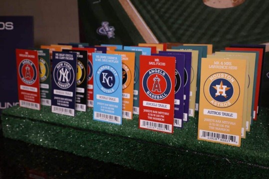 MLB Ticket Place Cards with Team Logos