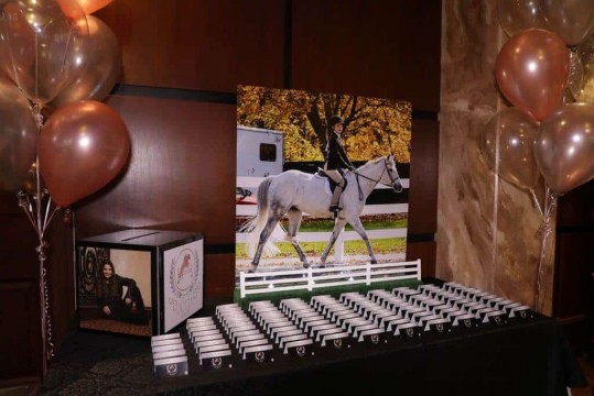 Horse Themed Bat Mitzvah Seating Card Display with Cutout Fence