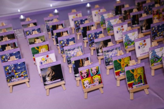 Art Easel Place Cards with Famous Art Prints