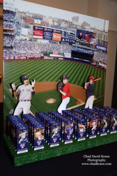 Baseball Themed Seating Card Display with Yankee Stadium Background