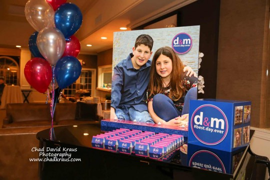 Bnai Mitzvah Seating Card Display with Blowup Photo & Logo Place Cards