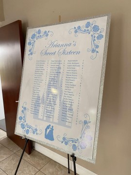 Custom Seating Chart for Cinderella Themed Sweet Sixteen