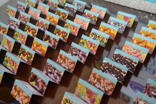 Candy Themed Fold Over Place Cards with Candy Images