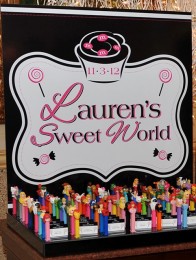 Candy Themed Seating Card Display with Blowup Logo